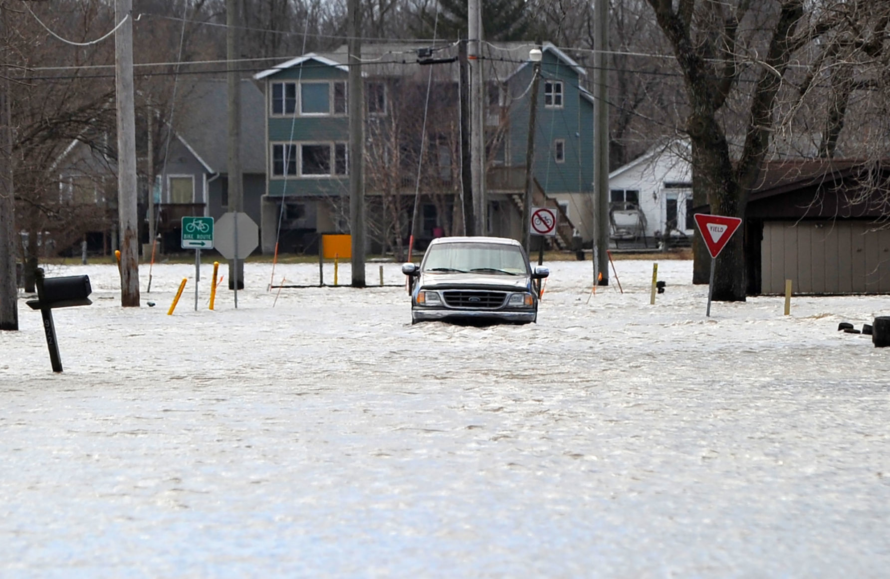Rock river flooding in Moline